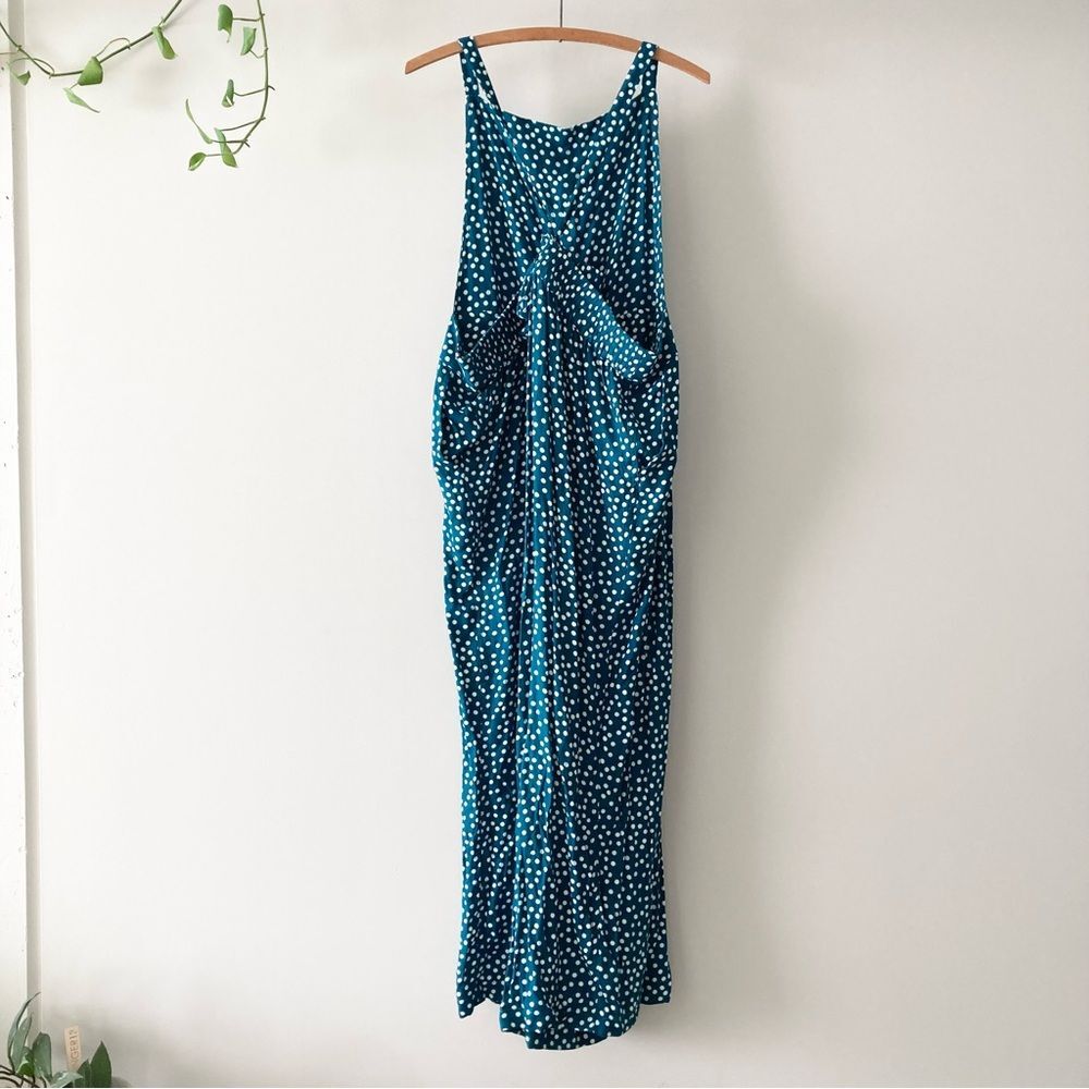 Torrid 4x Wide Leg Stretch Crepe Jumper Teal‎ Blue Polka Dots  Rayon - Picture 5 of 6